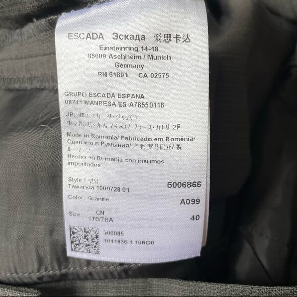 Escada Straight Wide Leg Pant Wool Blend High Rise Buckle Detail Gray US 10 EUC - Picture 10 of 13